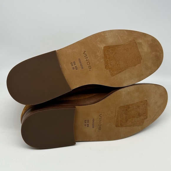 New Vince Cecyl Tan Suede Flat Leather Boots Bootie Size 8.5 - Picture 5 of 13